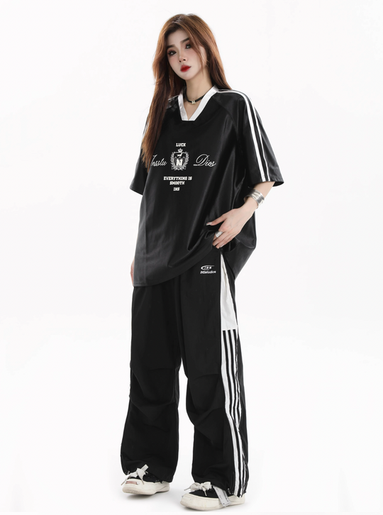 INSstudios Contrast Striped V-neck Soccer Jersey | Face 3 Face