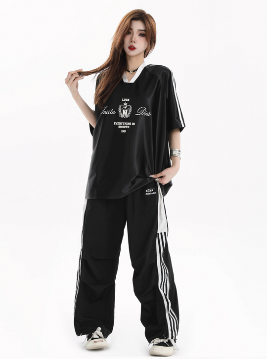 INSstudios Contrast Striped V-neck Soccer Jersey | Face 3 Face