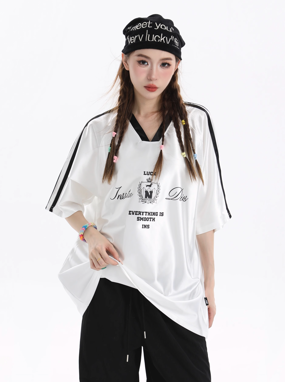 INSstudios Contrast Striped V-neck Soccer Jersey | Face 3 Face