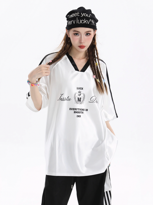 INSstudios Contrast Striped V-neck Soccer Jersey | Face 3 Face