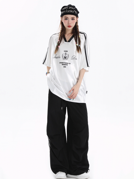 INSstudios Contrast Striped V-neck Soccer Jersey | Face 3 Face