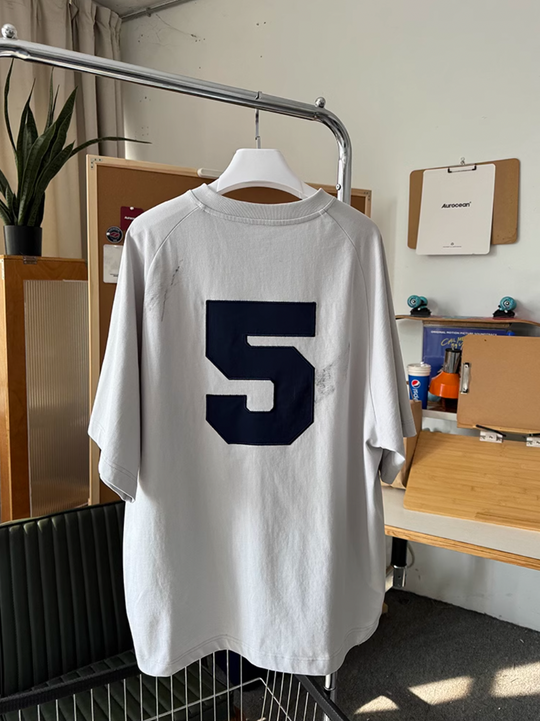 Aurocean Dirty Dye Aged Vintage Patch Embroidered Soccer Jersey Tee | Face 3 Face