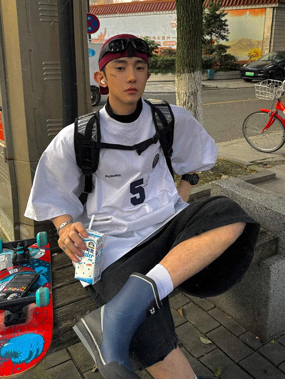 Aurocean Dirty Dye Aged Vintage Patch Embroidered Soccer Jersey Tee | Face 3 Face