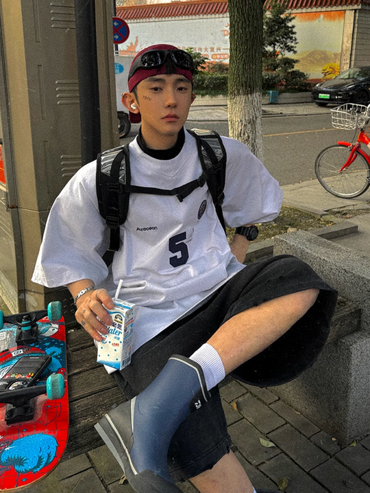 Aurocean Dirty Dye Aged Vintage Patch Embroidered Soccer Jersey Tee | Face 3 Face