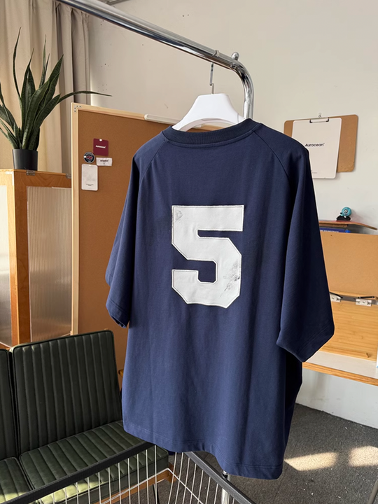 Aurocean Dirty Dye Aged Vintage Patch Embroidered Soccer Jersey Tee | Face 3 Face