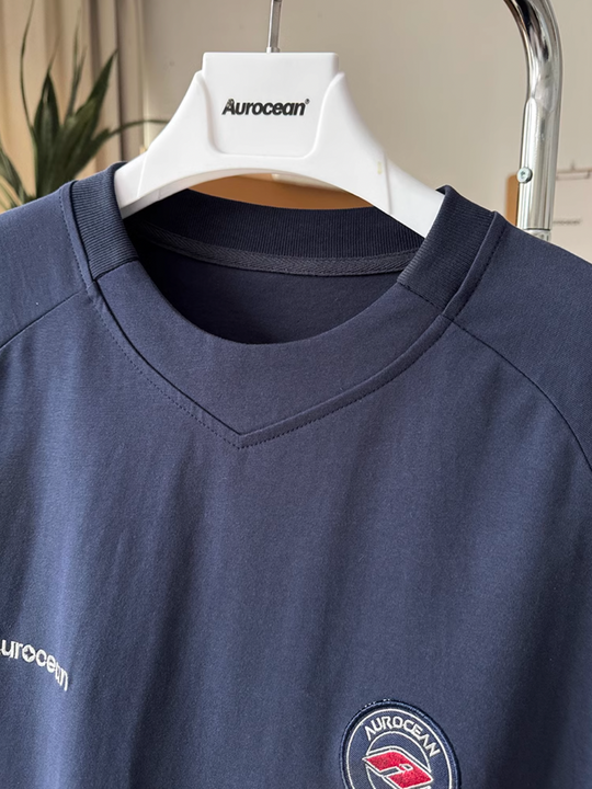 Aurocean Dirty Dye Aged Vintage Patch Embroidered Soccer Jersey Tee | Face 3 Face