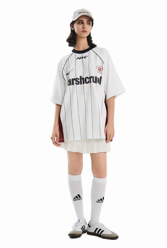 Harsh and Cruel Vintage Striped Patchwork Soccer Jersey Tee | Face 3 Face