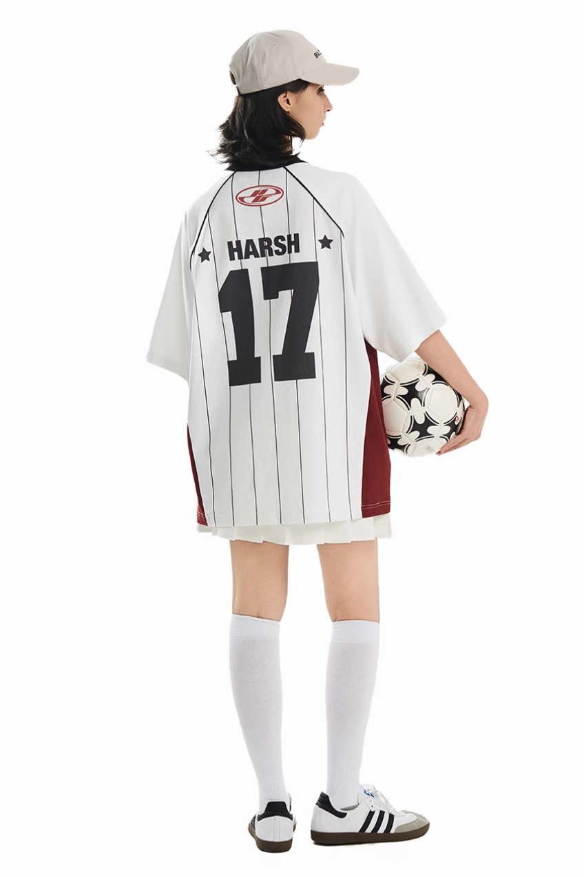 Harsh and Cruel Vintage Striped Patchwork Soccer Jersey Tee | Face 3 Face