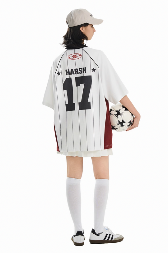 Harsh and Cruel Vintage Striped Patchwork Soccer Jersey Tee | Face 3 Face