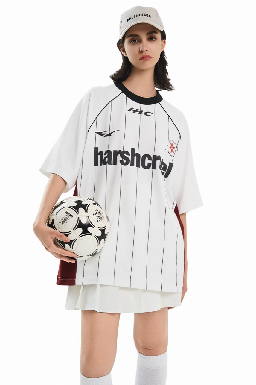 Harsh and Cruel Vintage Striped Patchwork Soccer Jersey Tee | Face 3 Face