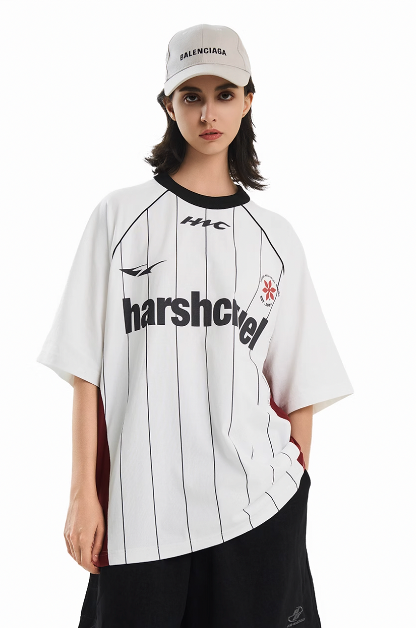 Harsh and Cruel Vintage Striped Patchwork Soccer Jersey Tee | Face 3 Face
