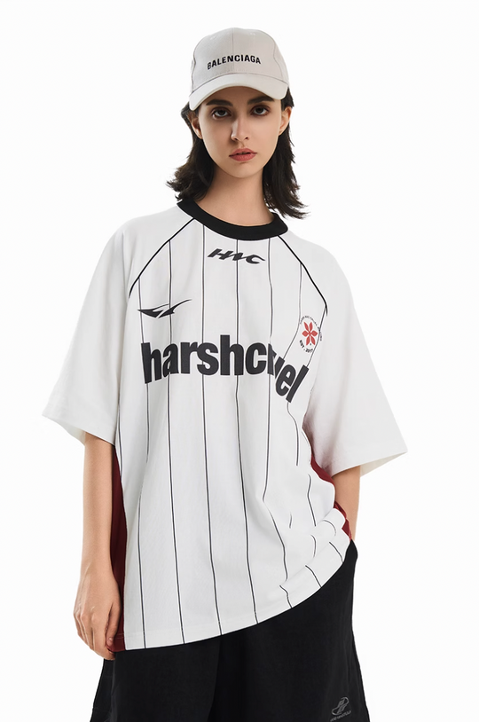 Harsh and Cruel Vintage Striped Patchwork Soccer Jersey Tee | Face 3 Face