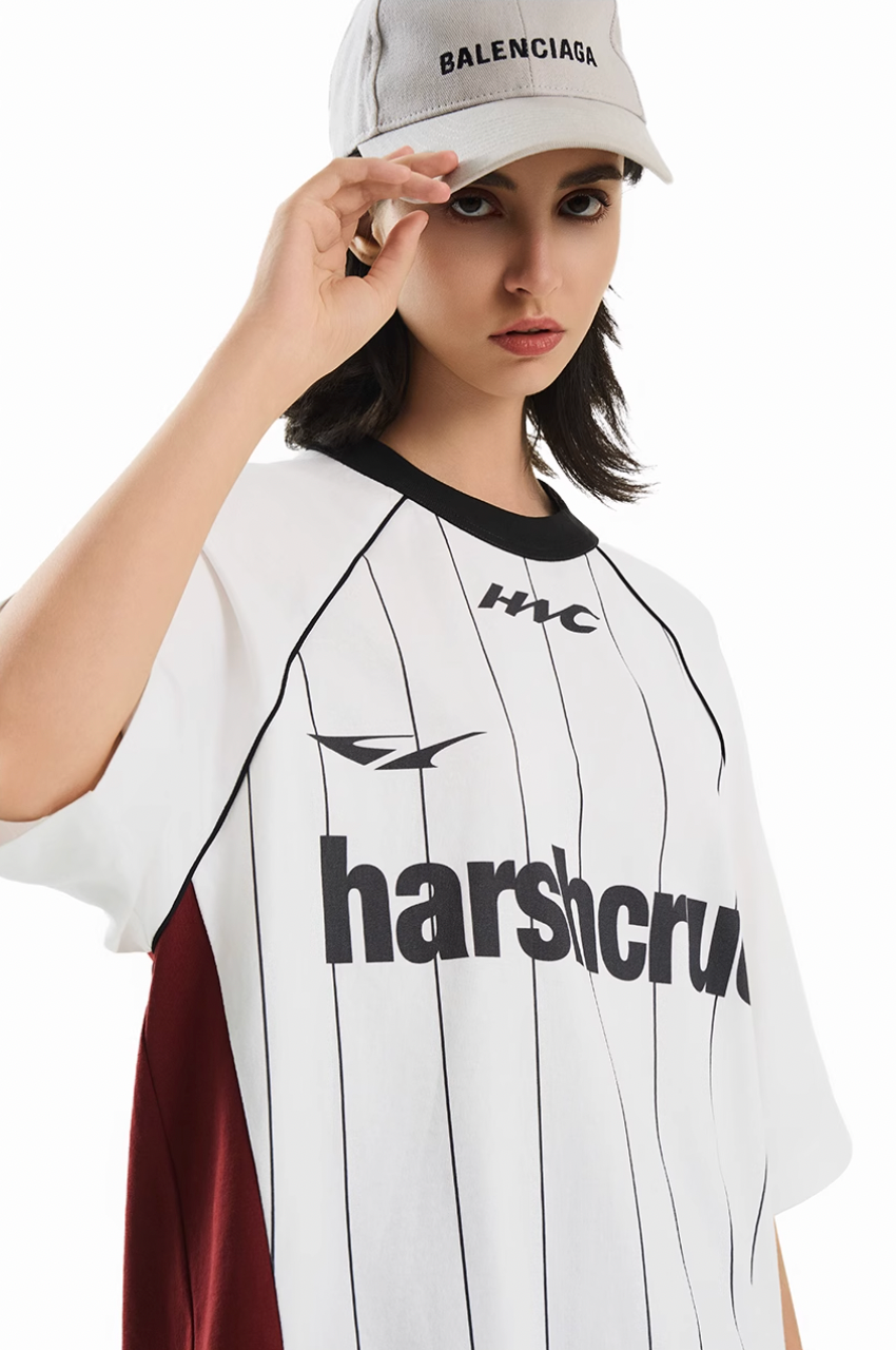 Harsh and Cruel Vintage Striped Patchwork Soccer Jersey Tee | Face 3 Face