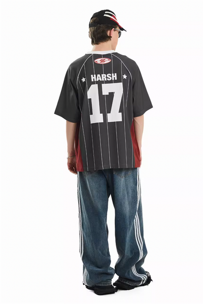 Harsh and Cruel Vintage Striped Patchwork Soccer Jersey Tee | Face 3 Face