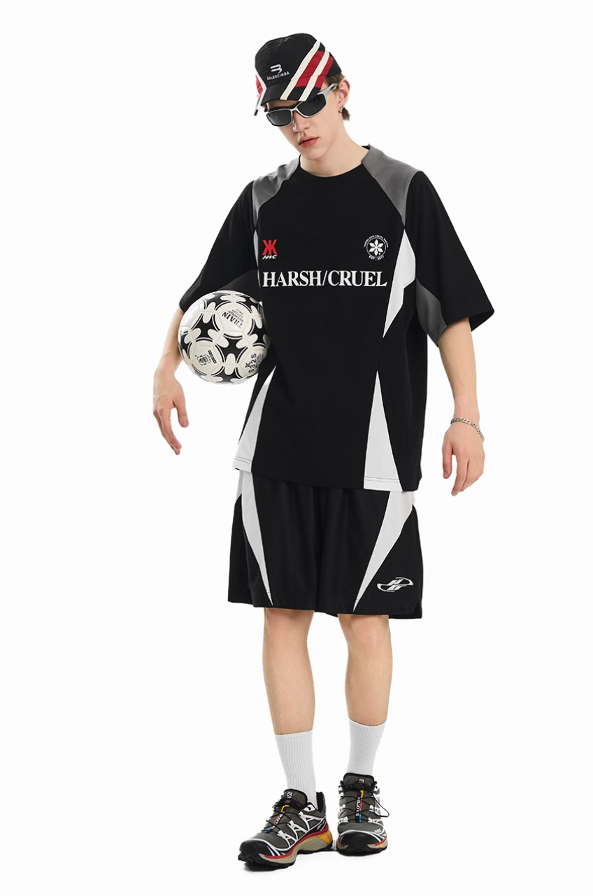 Harsh and Cruel Contrast Patchwork Racing Soccer Tee | Face 3 Face