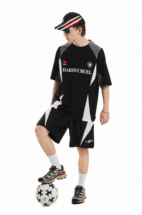 Harsh and Cruel Contrast Patchwork Racing Soccer Tee | Face 3 Face