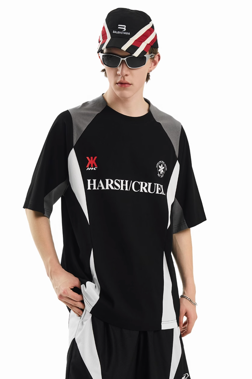 Harsh and Cruel Contrast Patchwork Racing Soccer Tee | Face 3 Face