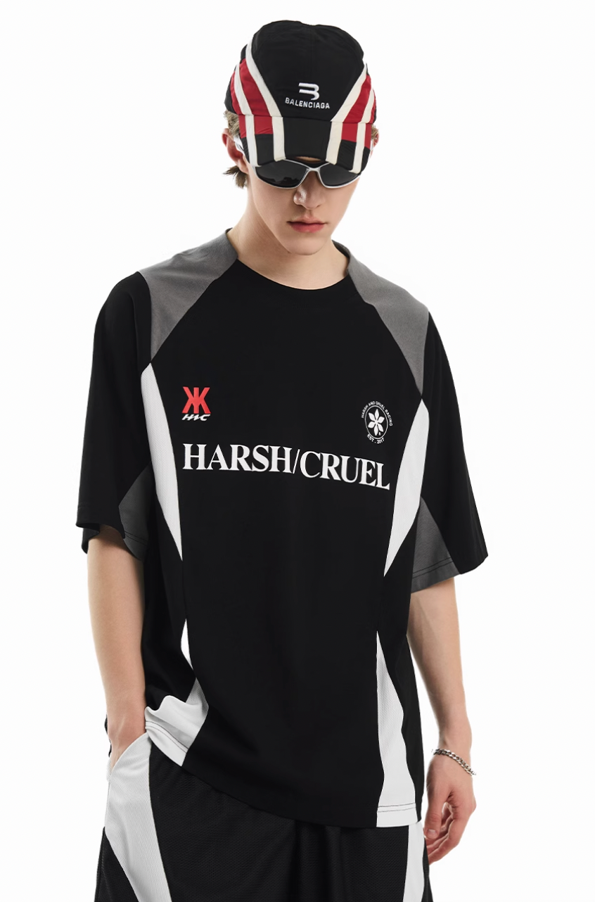 Harsh and Cruel Contrast Patchwork Racing Soccer Tee | Face 3 Face