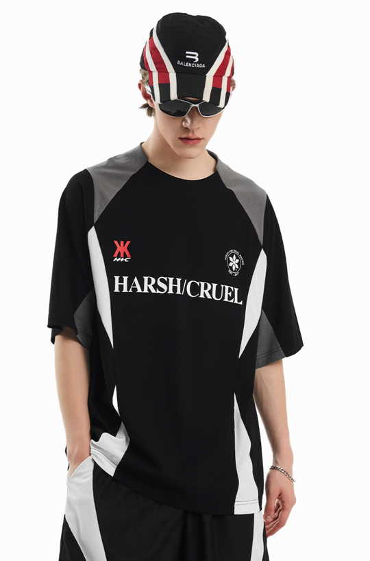 Harsh and Cruel Contrast Patchwork Racing Soccer Tee | Face 3 Face