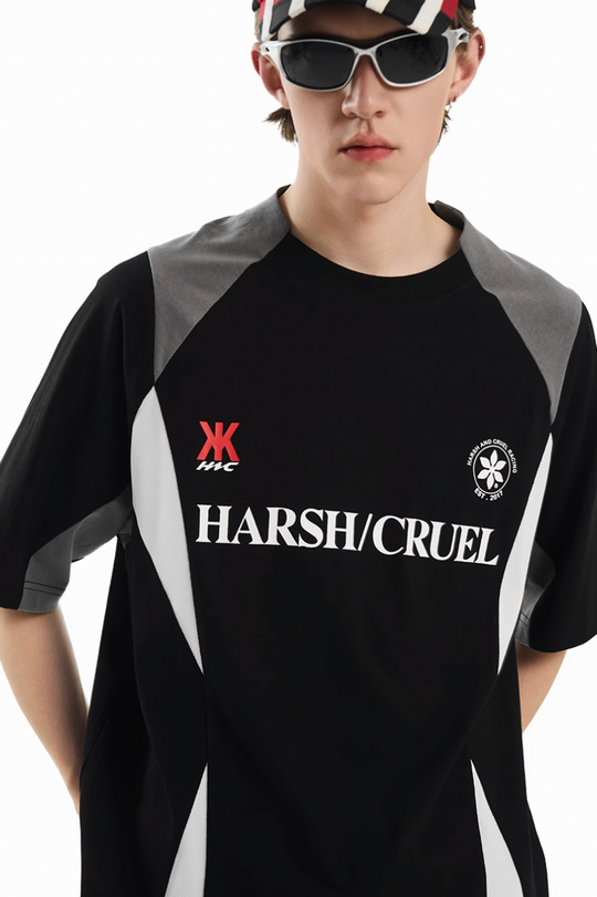 Harsh and Cruel Contrast Patchwork Racing Soccer Tee | Face 3 Face