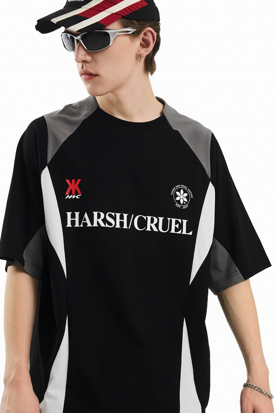 Harsh and Cruel Contrast Patchwork Racing Soccer Tee | Face 3 Face