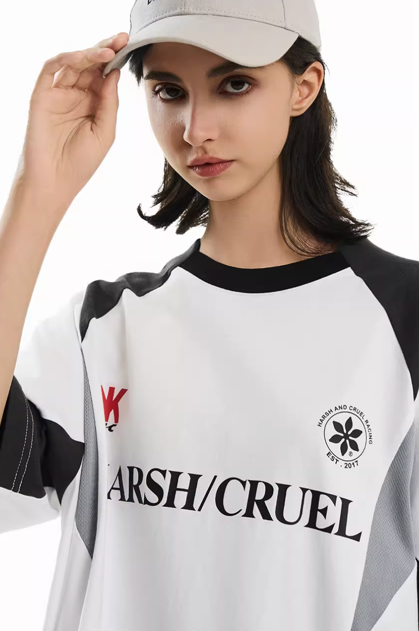 Harsh and Cruel Contrast Patchwork Racing Soccer Tee | Face 3 Face
