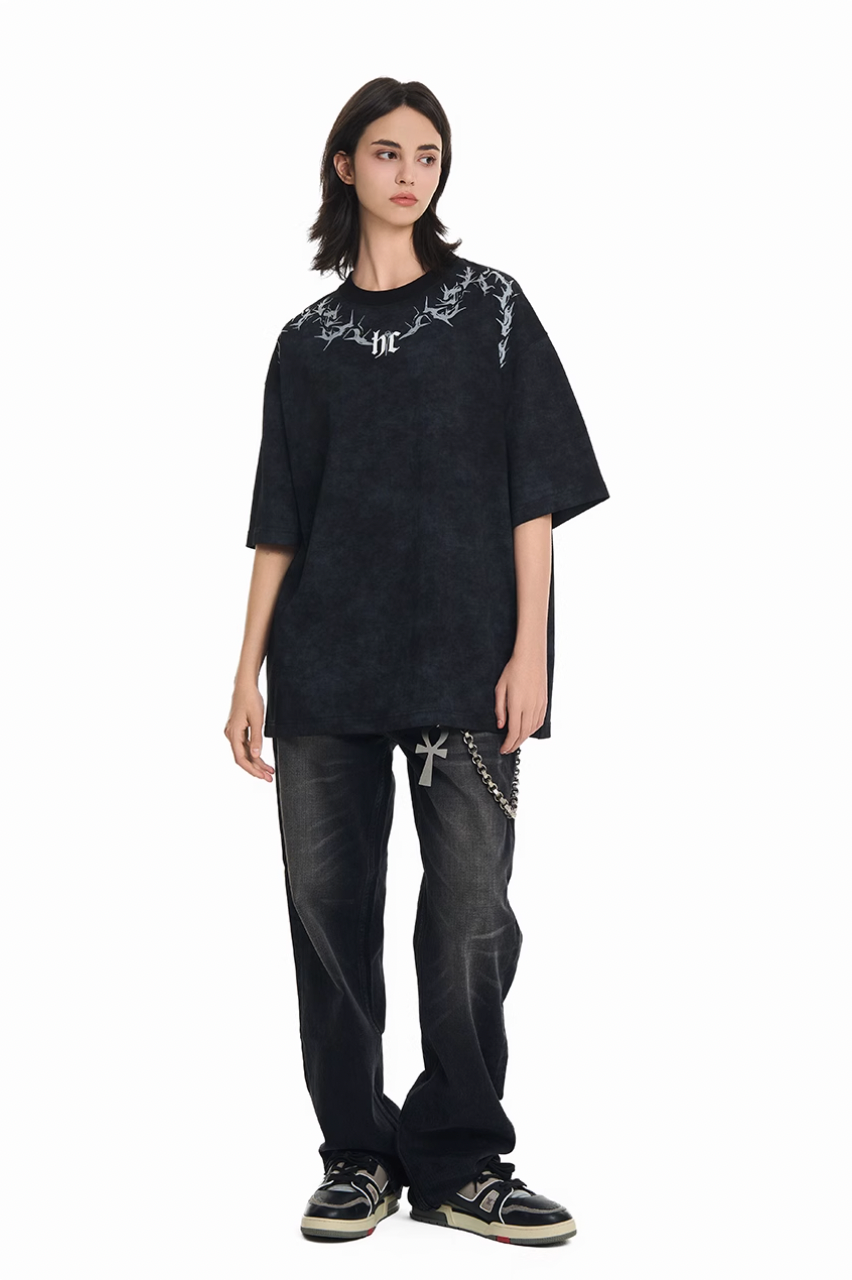 Harsh and Cruel Gothic Thorn Collar Logo Tee | Face 3 Face