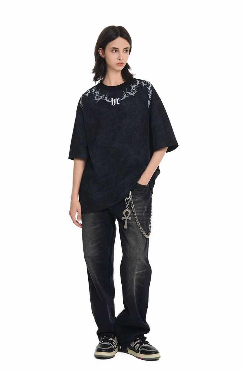 Harsh and Cruel Gothic Thorn Collar Logo Tee | Face 3 Face