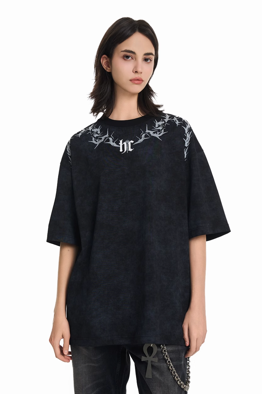 Harsh and Cruel Gothic Thorn Collar Logo Tee | Face 3 Face