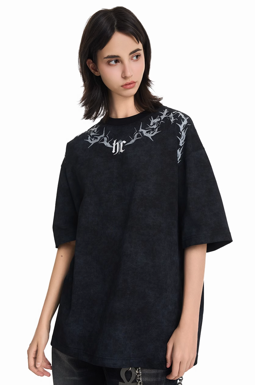 Harsh and Cruel Gothic Thorn Collar Logo Tee | Face 3 Face