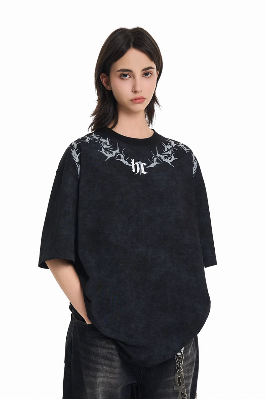 Harsh and Cruel Gothic Thorn Collar Logo Tee | Face 3 Face