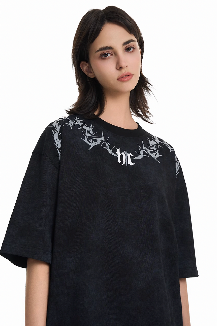 Harsh and Cruel Gothic Thorn Collar Logo Tee | Face 3 Face