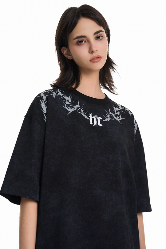 Harsh and Cruel Gothic Thorn Collar Logo Tee | Face 3 Face