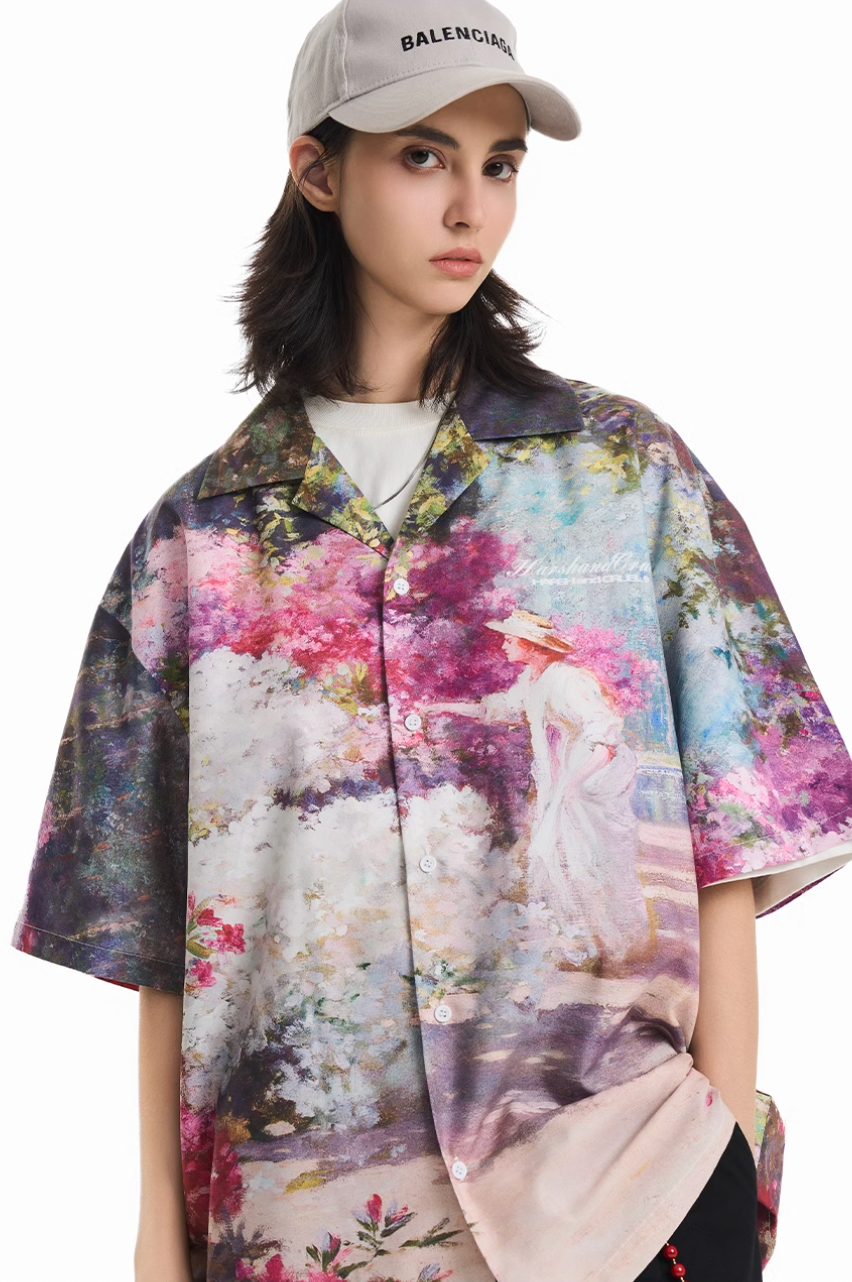 Harsh and Cruel Oil Painting Garden Cuban Shirt | Face 3 Face