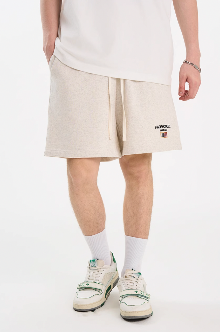 Harsh and Cruel Flag Embroidery Sweat Shorts | Face 3 Face