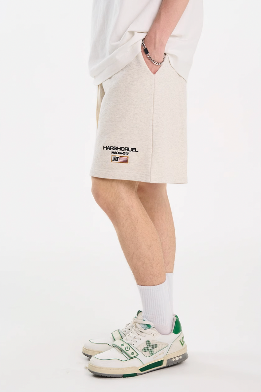 Harsh and Cruel Flag Embroidery Sweat Shorts | Face 3 Face