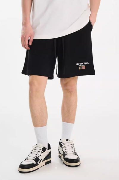 Harsh and Cruel Flag Embroidery Sweat Shorts | Face 3 Face