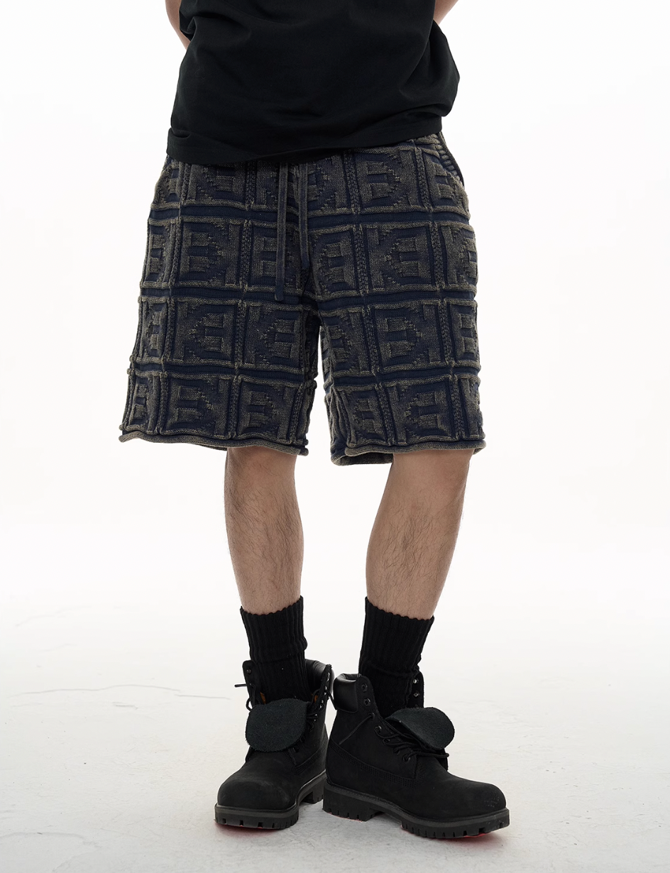 EVILKNIGHT(EK) Custom Logo Texture Knit Shorts | Face 3 Face