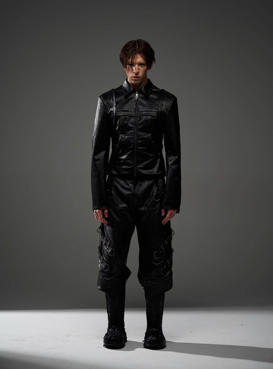 BLIND NO PLAN Short Silhouette Slim Fit Leather Jacket | Face 3 Face