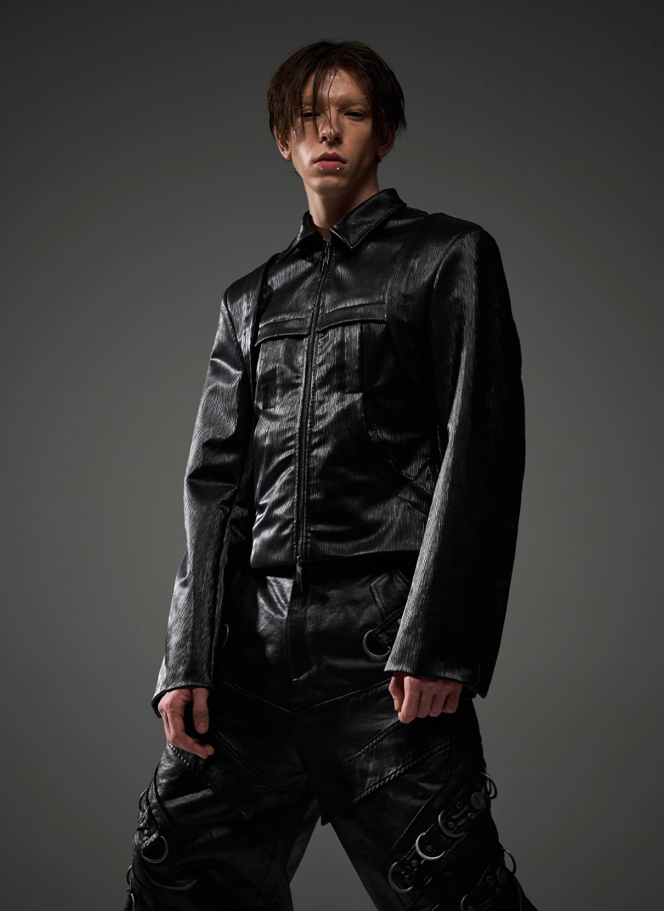 BLIND NO PLAN Short Silhouette Slim Fit Leather Jacket | Face 3 Face