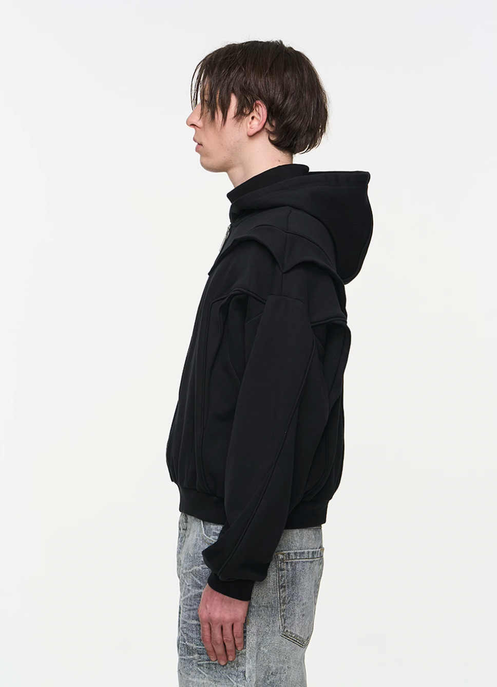 BLIND NO PLAN Multi Layered Hooded Sweatshirt Jacket | Face 3 Face