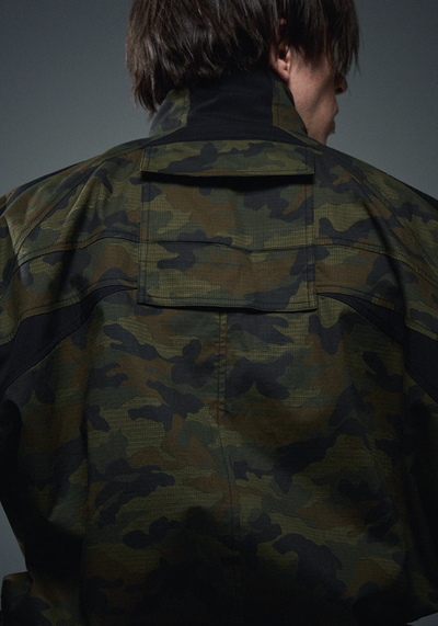 BLIND NO PLAN Colorblocking Textured Check Camouflage Work Jacket | Face 3 Face