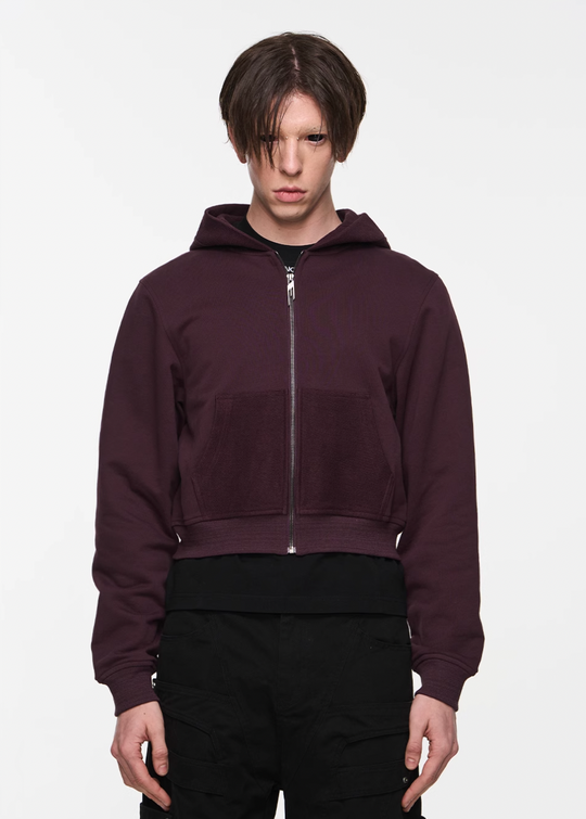 BLIND NO PLAN Basic Patchwork Logo Embroidery Short Hoodie | Face 3 Face