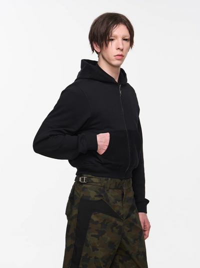 BLIND NO PLAN Basic Patchwork Logo Embroidery Short Hoodie | Face 3 Face