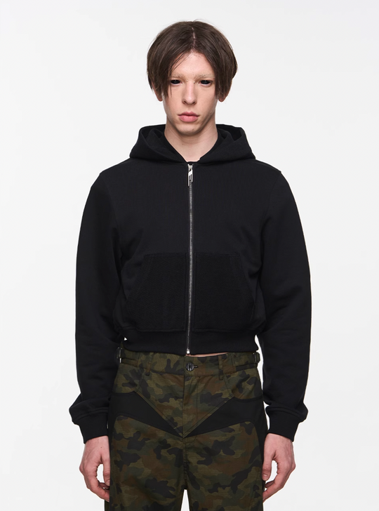 BLIND NO PLAN Basic Patchwork Logo Embroidery Short Hoodie | Face 3 Face