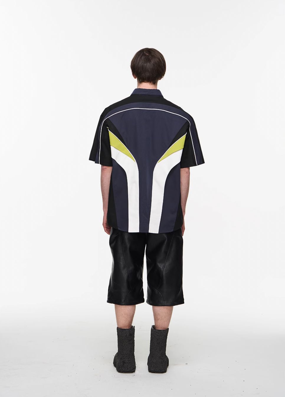 BLIND NO PLAN Colorblocked 3D Striped Short Sleeved Shirt | Face 3 Face