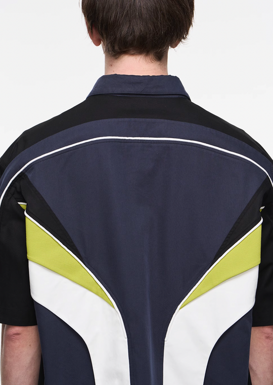 BLIND NO PLAN Colorblocked 3D Striped Short Sleeved Shirt | Face 3 Face