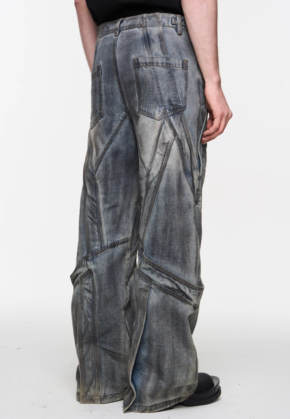 BLIND NO PLAN Multi Fly Split Structure Washed Distressed Jeans | Face 3 Face