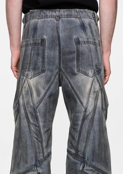 BLIND NO PLAN Multi Fly Split Structure Washed Distressed Jeans | Face 3 Face