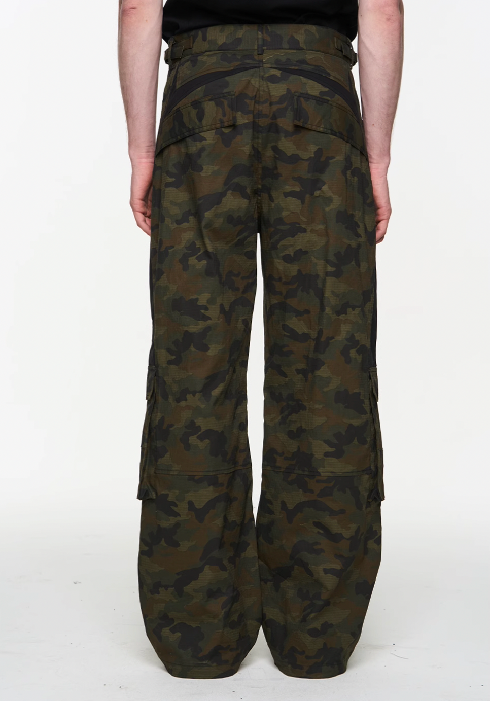 BLIND NO PLAN Colorblocking Textured Check Camouflage Work Cargo Pants | Face 3 Face